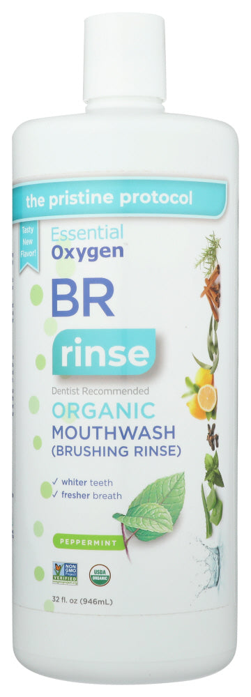 ESSENTIAL OXYGEN: Organic Mouthwash Peppermint, 32 oz - No Brand For Less