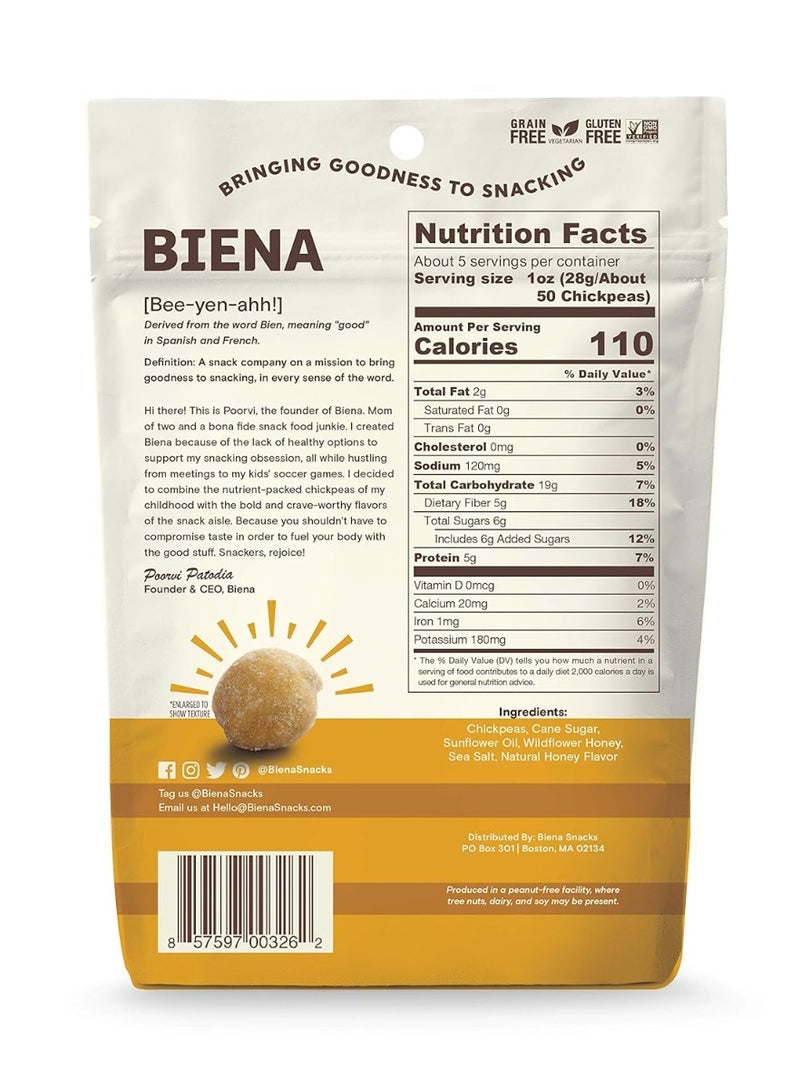 BIENA: Honey Roasted Chickpea Snacks, 5 oz