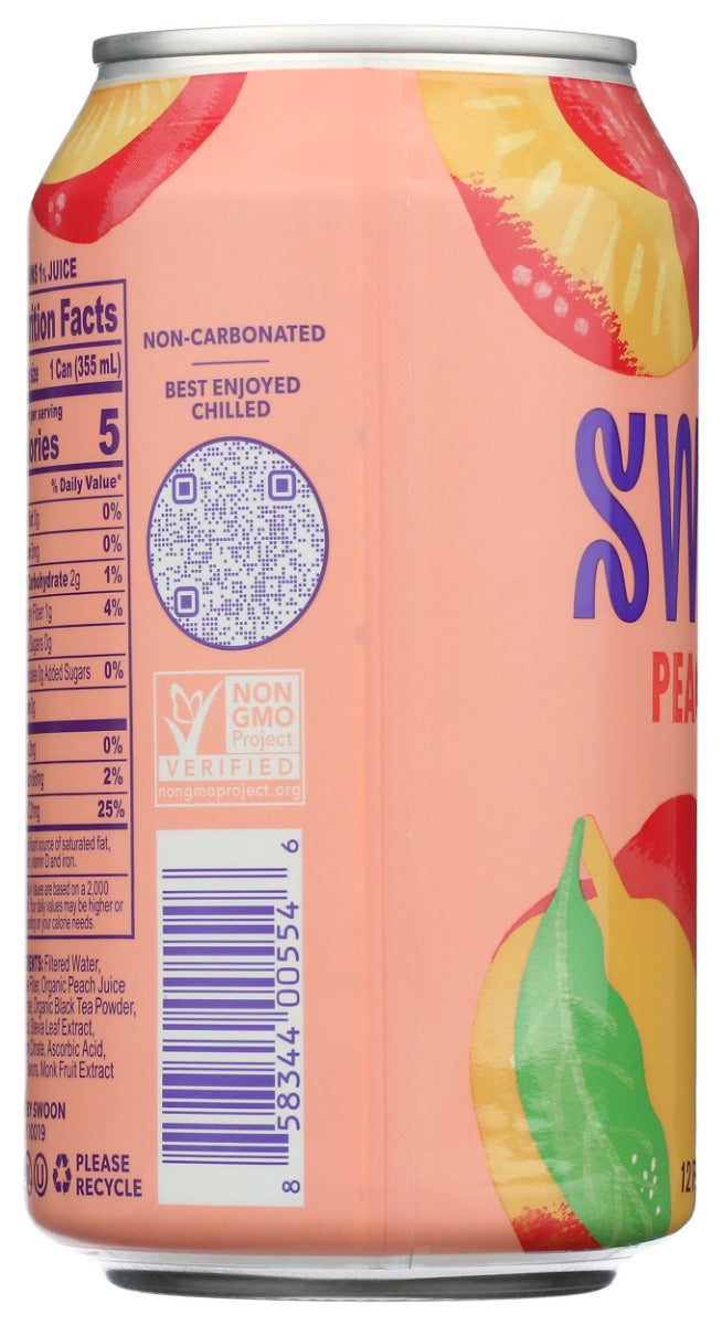 SWOON: Tea Peach Iced Zero Sugar, 12 fo
