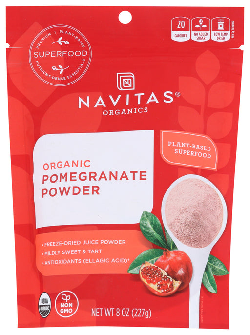 Navitas Organics Pomegranate Powder provides antioxidant nutrition with a light, sweet flavor.
Navitas Organics Pomegranate Powder is a sweet, easy way to get all of pomegranate's antioxidants with none of the hard work! Add a spoonful of this 100% pomegranate juice powder to your smoothies, yogurt or oatmeal for an everyday superfood boost.