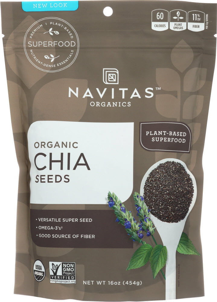 Chia Seeds
Ancient cultures throughout Central America have long enjoyed chia seeds as a key part of their food and medicine. The seeds were even used as currency. Navitas Naturals Chia Seeds are loaded with omega fats, protein, antioxidants and dietary fiber. They have a mild nutty flavor, and since they absorb liquid, they're ideal for hydration and feeling full.