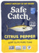  Citrus Pepper is seasoned with all natural black pepper, celery seed, lemon peel, garlic, onion, parsley, lemon, and a touch of avocado oil! The Safe Catch Seasoned Elite line pairs our lowest mercury tuna (Elite) with all natural premium ingredients. 