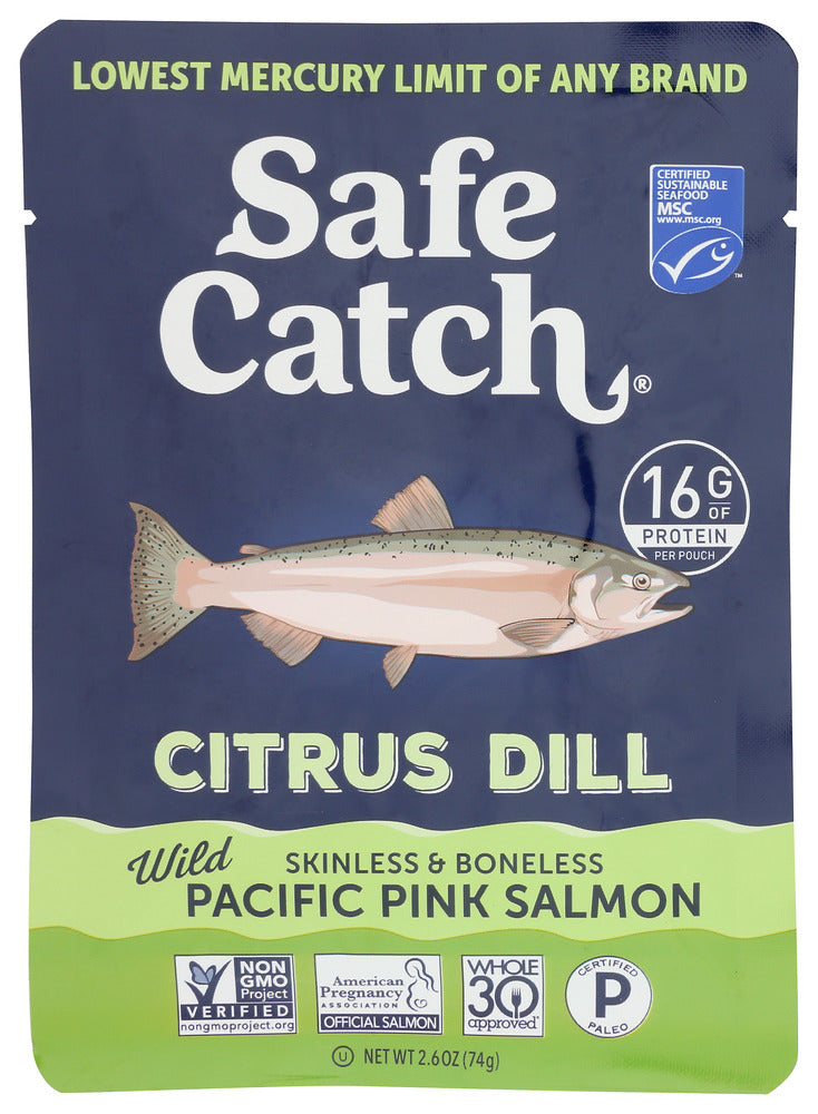 Seasoned with lemon, dill, garlic, black pepper, celery seed and parsley.The lowest mercury limit of any salmon brand. It's a great choice for athletes, kids &amp; pregnant women!