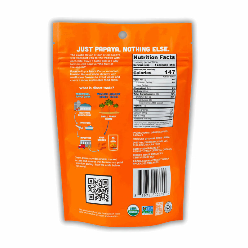 MAVUNO HARVEST: Dried Fruit Organic Papaya, 2 oz