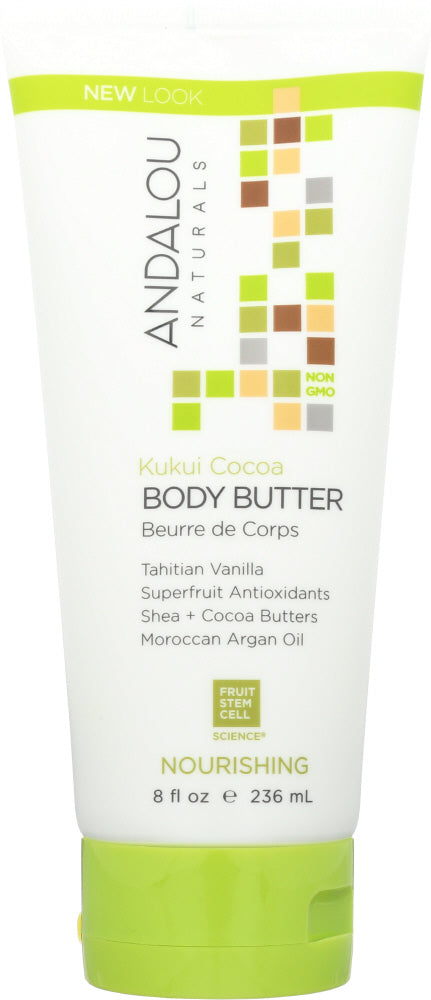 This moisture-rich body butter blends essential omegas 3-6-9 with cocoa and shea butters to soothe and soften dry skin. Kukui, Moroccan argan oil, fruit stem cells, and antioxidants effectively nourish and stimulate healthy cell renewal for an all-over body treatment. Fruit Stem Cell Science renews skin at the cellular level, blending nature and knowledge for visible results.

Non GMO
Cruelty-Free
Gluten-Free
Vegetarian
