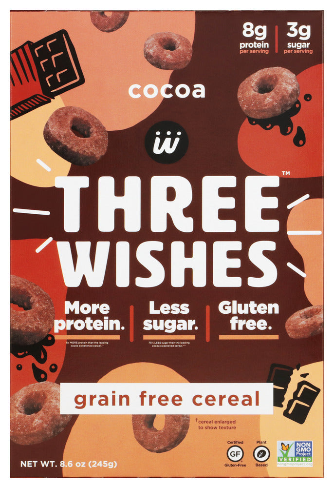 THREE WISHES: Grain Free Cocoa Cereal, 8.6 oz