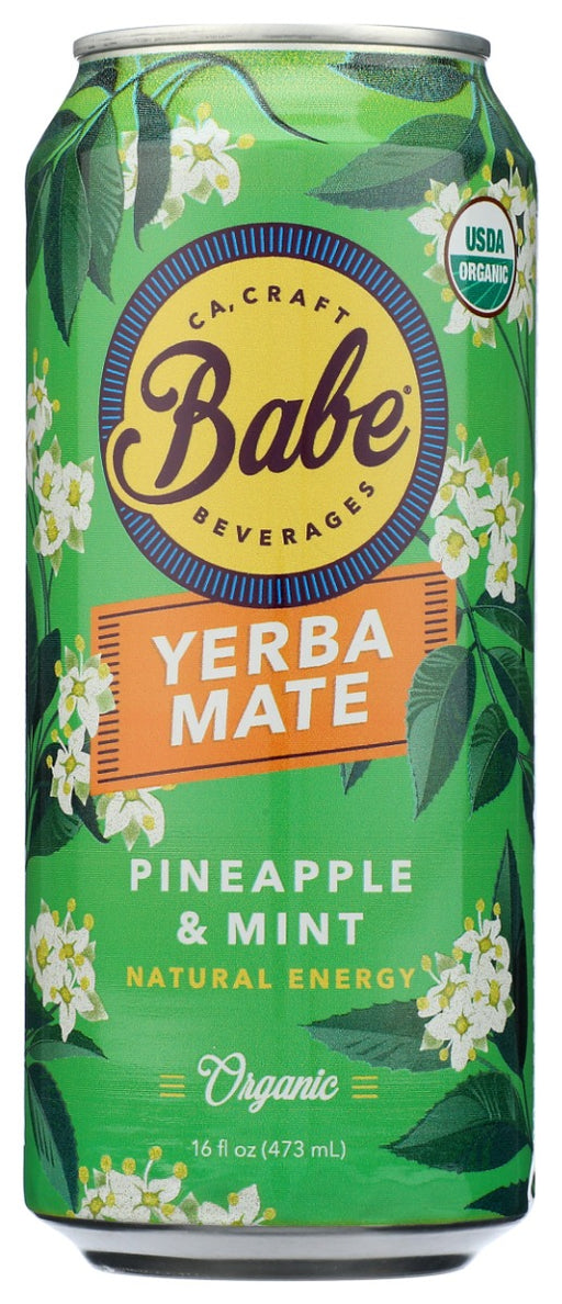 BABE BEVERAGES: Yerba Mate Pineapple and Mint Organic Energy Tea, 16 fo