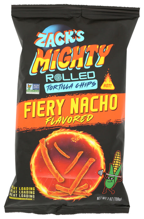 ZACKS MIGHTY: Fiery Nacho Rolled Tortilla Chips, 7 oz
