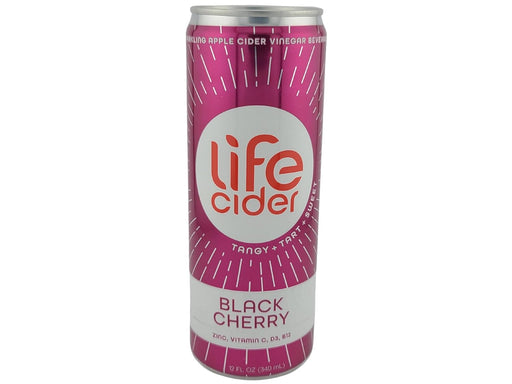 LIFE CIDER: Black Cherry Sparkling Apple Cider Vinegar Lemonade, 12 fo