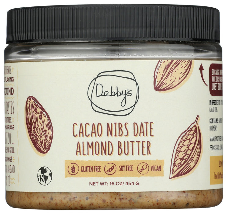 DEBBYS: Cacao Nibs Date Almond Butter, 16 oz