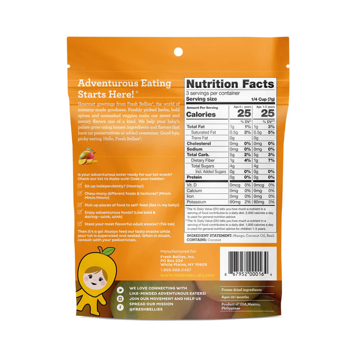 FRESH BELLIES: Two To Mango Toddler Snack, 0.75 oz