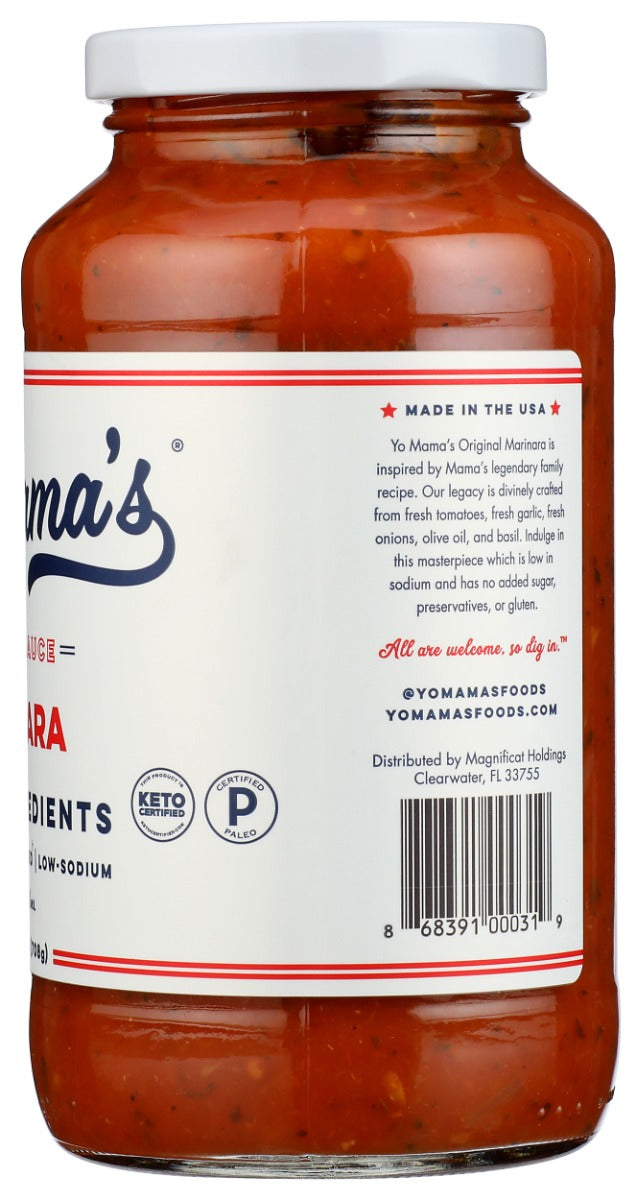 YO MAMAS FOODS: Marinara Tomato Sauce, 25 oz