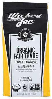 WICKED JOE COFFEE: First Tracks Breakfast Blend Ground Coffee, 12 oz
