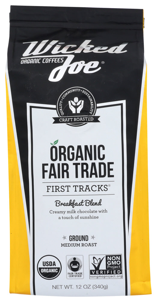 WICKED JOE COFFEE: First Tracks Breakfast Blend Ground Coffee, 12 oz