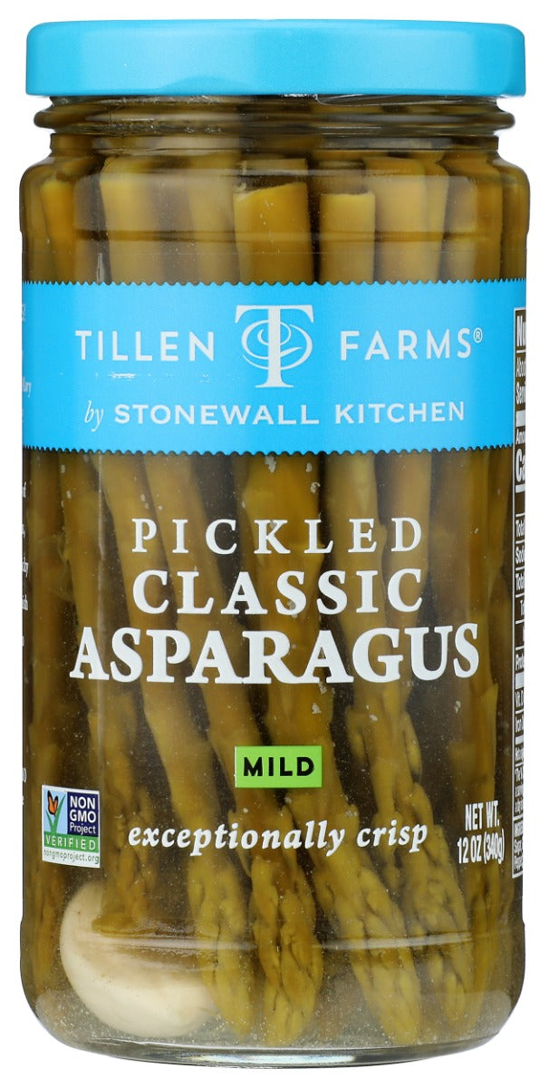 Who says only cucumbers can be pickles? Blanced and hand-packed in mild brine just hours after harvest, these asparagus pickles might just be your new favorite garnish. With a little hint of garlic, this mild pickled asparagus is a flavorful and extra crunchy addition to cocktails, appetizers and sandwiches.
