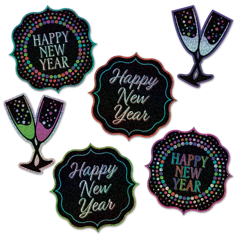 Happy New Year Cutouts – 7½"-10" – (6/Pkg)