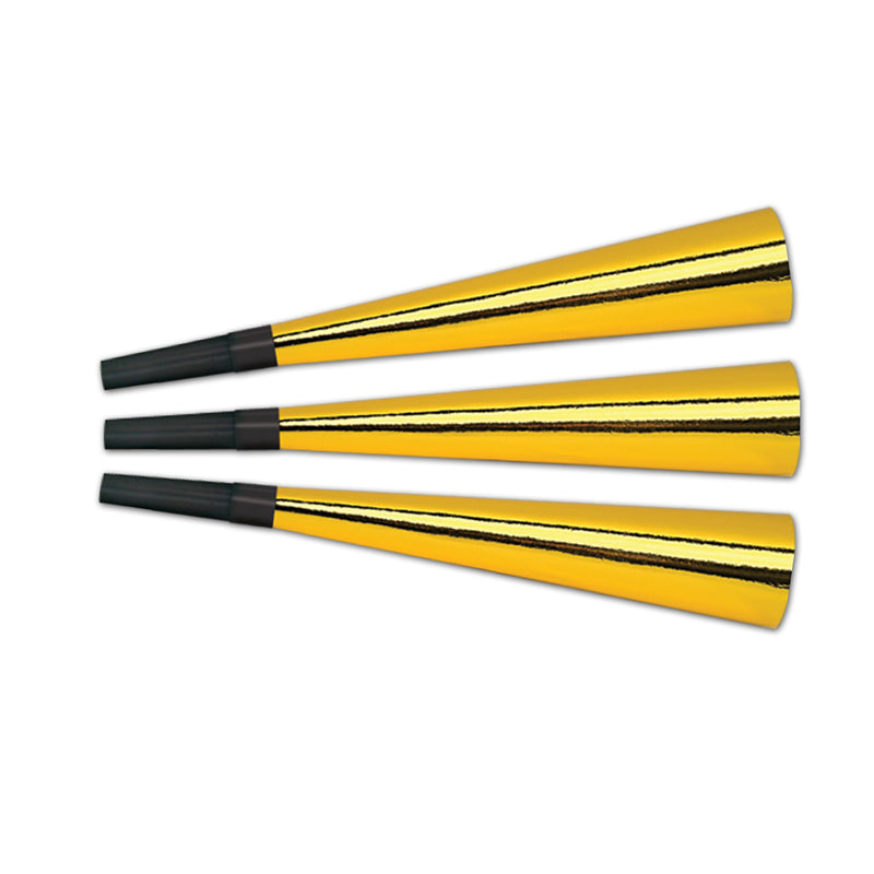 Pkgd Foil Horns – 9" – (15/Pkg) by Beistle for New Years Foil Horns
