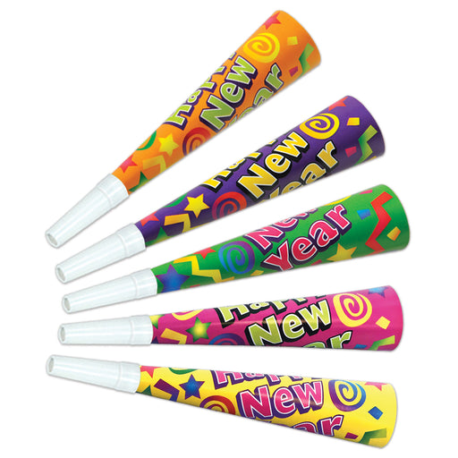 Color-Brite Horns – 9" by Beistle for New Years Paper Horns