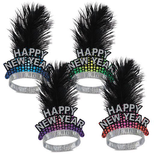 Cheers To The New Year Tiaras by Beistle for New Years Plumed