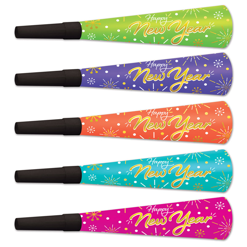 Neon Burst Horns – 9" by Beistle for New Years Foil Horns