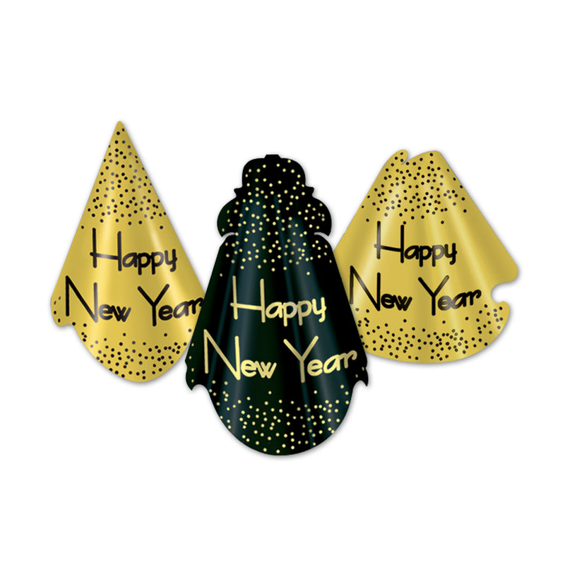 Sparkling Gold Hat Assortment by Beistle for New Years Foil