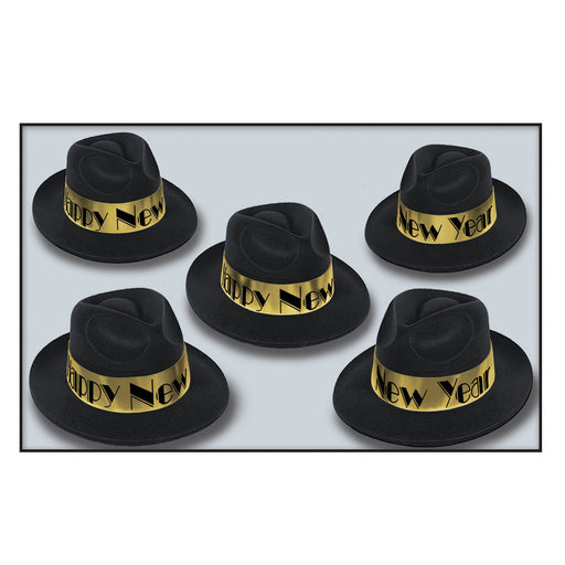 Swing Gold Fedora by Beistle for New Years Velour