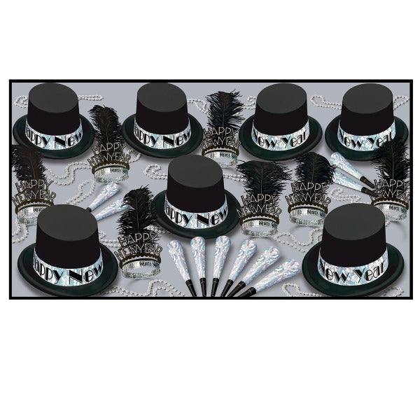 Silver Top Hat Asst for 50 by Beistle for New Years 50 Person Assortments