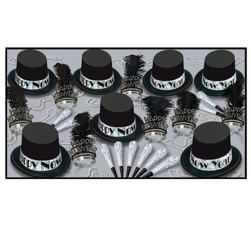 Silver Top Hat Asst for 50 by Beistle for New Years 50 Person Assortments