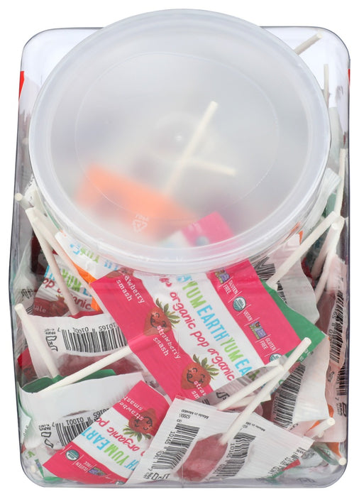 YUMMY EARTH: Organic Lollipops Counter Top Bin Assorted, 30 oz