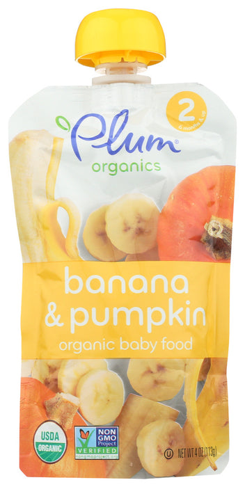 PLUM ORGANICS: Organic Baby Food Stage 2 Pumpkin & Banana, 4 oz