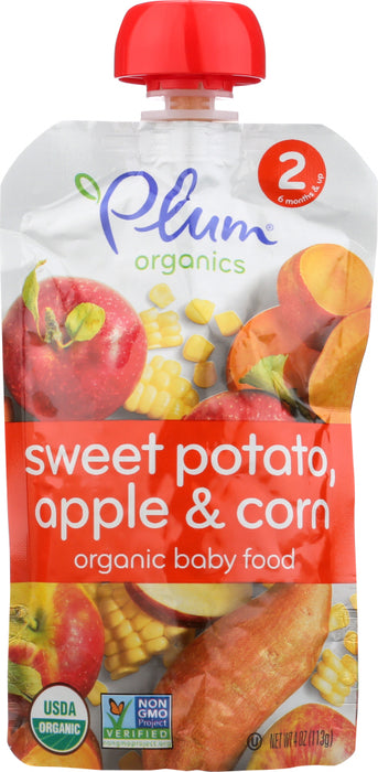PLUM ORGANICS: Organic Baby Food Stage 2 Sweet Potato, Corn & Apple, 4 oz