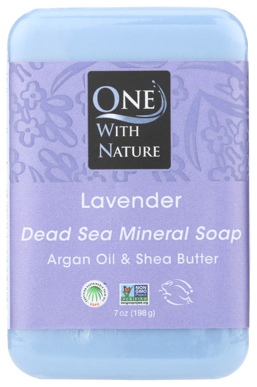 The Dead Sea's rich mineral salts deeply cleanse and tone while restoring the skin's natural PH. This unique soap combines pure Dead Sea salt, argan oil, shea butter and lavender petals in a natural vegetable base. Triple milled* right at the source &mdash; The Dead Sea. Absolutely nothing artificial. Scented with lavender essential oil.
*Triple milling creates a higher quality, longer lasting bar.