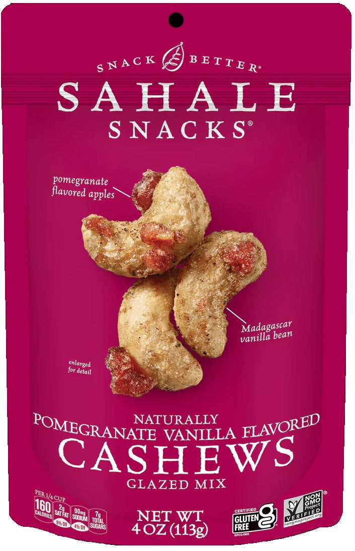 Whole roasted cashews paired with pomegranate-flavored apples and a touch of pure vanilla bean.