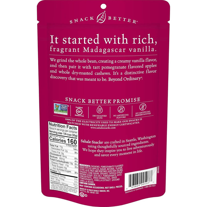 SAHALE SNACKS: Cashews with Pomegranate and Vanilla, 4 Oz