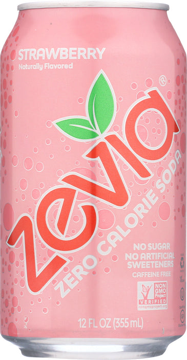 ZEVIA: Zero Calorie Soda Strawberry 6-12oz, 72 oz
