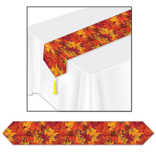 Printed Fall Leaf Table Runner – 11" x 6' – (1/Pkg) by Beistle for Thanksgiving/Fall Table Runners - Printed