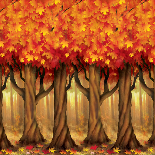 Fall Trees Backdrop – 4' x 30' – (1/Pkg) by Beistle for Thanksgiving/Fall Backdrops