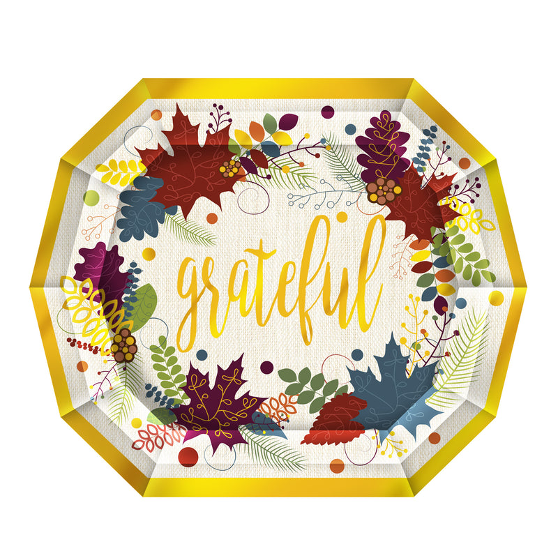 Friendsgiving Dessert Plates – 6¼" x 7½" – (8/Pkg) by Beistle for Thanksgiving/Fall Plates-Dessert