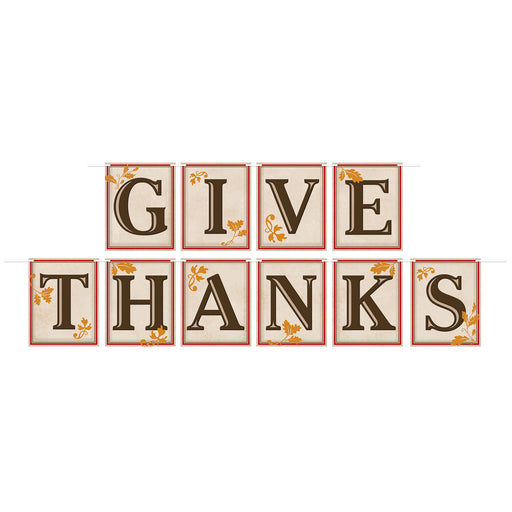 Give Thanks Streamer – 5" x 12' – (1/Pkg) by Beistle for Thanksgiving/Fall Streamers