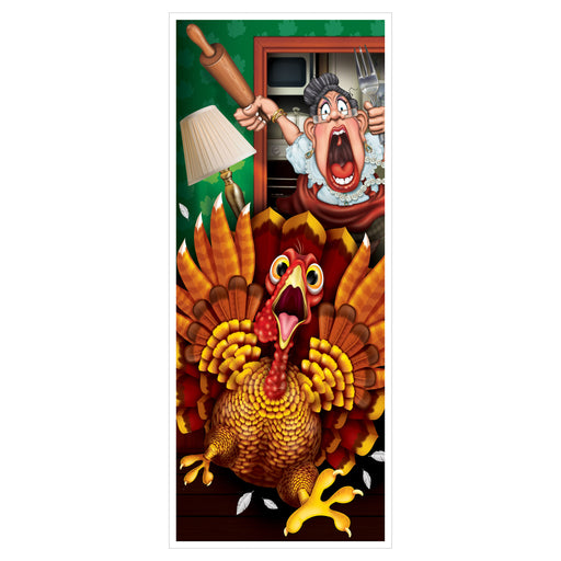 Wild Turkey Door Cover – 6' x 30" – (1/Pkg) by Beistle for Thanksgiving/Fall Door Covers