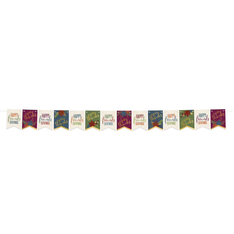 Foil Happy Friendsgiving Streamer – 6" x 8' – (1/Pkg) by Beistle for Thanksgiving/Fall Streamers