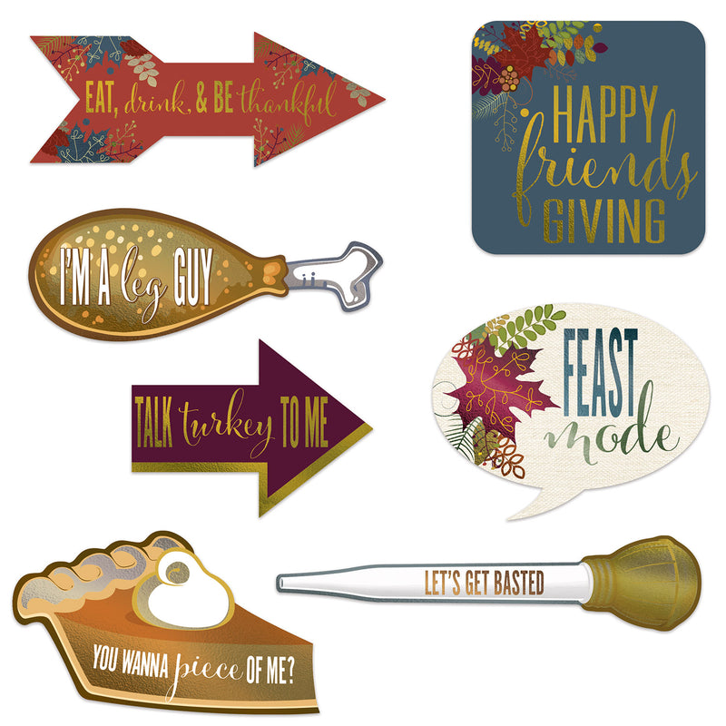 Foil Friendsgiving Photo Fun Signs – 7"-13" – (7/Pkg) by Beistle for Thanksgiving/Fall Photo Fun Signs