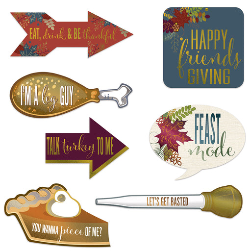 Foil Friendsgiving Photo Fun Signs – 7"-13" – (7/Pkg) by Beistle for Thanksgiving/Fall Photo Fun Signs