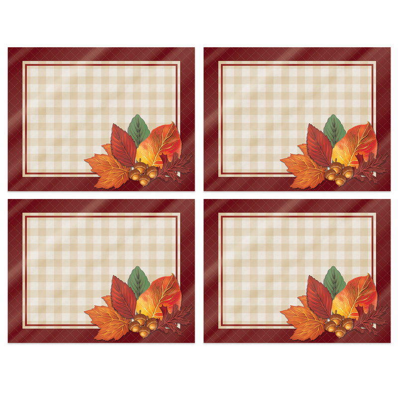 Plastic Fall Placemats – 10" x 13" – (4/Pkg) by Beistle for Thanksgiving/Fall Accessories