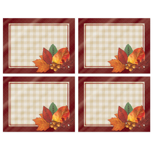 Plastic Fall Placemats – 10" x 13" – (4/Pkg) by Beistle for Thanksgiving/Fall Accessories