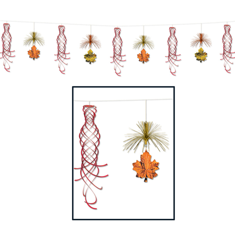 Leaf Shimmer Garland – 10' – (1/Pkg) by Beistle for Thanksgiving/Fall Metallic