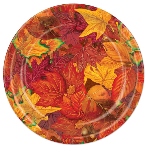 Fall Leaf Plates – 9" – (8/Pkg) by Beistle for Thanksgiving/Fall Plates-Dinner