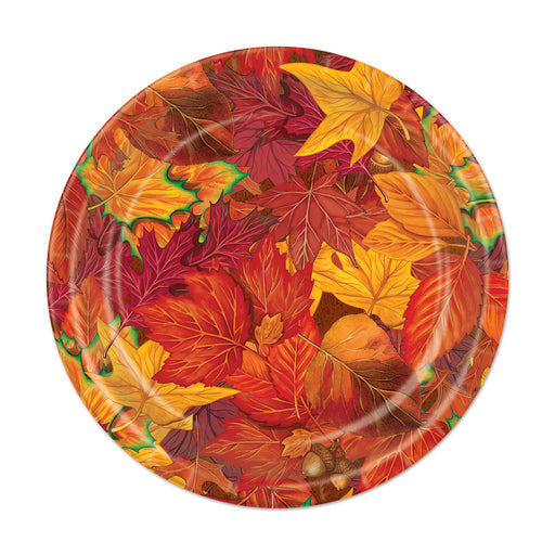Fall Leaf Plates – 7" – (8/Pkg) by Beistle for Thanksgiving/Fall Plates-Dessert