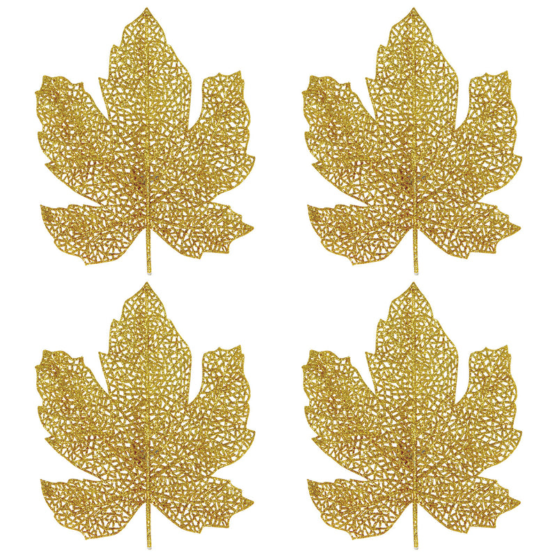Glittered Fall Leaves – 7" – (4/Pkg) by Beistle for Thanksgiving/Fall 3-D