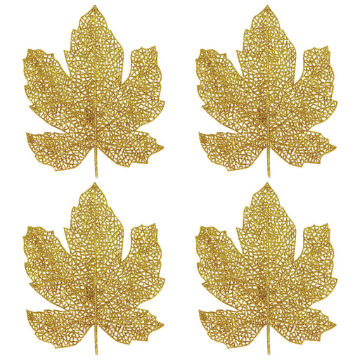Glittered Fall Leaves – 7" – (4/Pkg) by Beistle for Thanksgiving/Fall 3-D